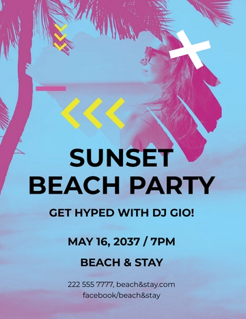 Free Sunset Beach Party Flyer Template to Edit Online