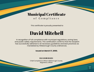Free Municipal Certificate of Compliance Template to Edit Online | Template.net
