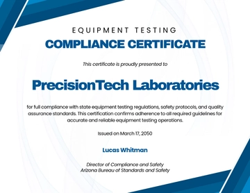 Free Equipment Testing Compliance Certificate Template to Edit Online | Template.net
