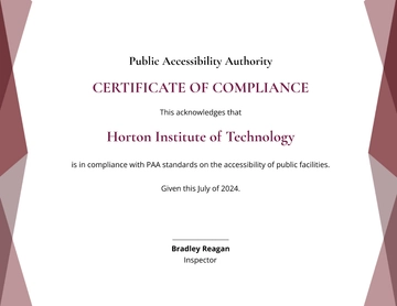 Free School Compliance Certificate Template to Edit Online