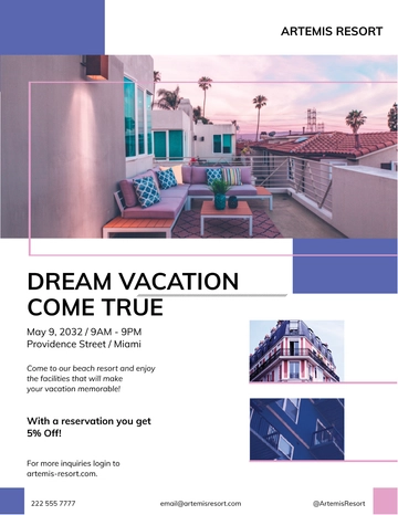 Free Beach Vacation Rental Flyer Template to Edit Online