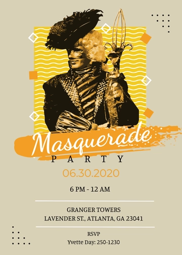 Masquerade Mask Invitation Template - Edit Online & Download
