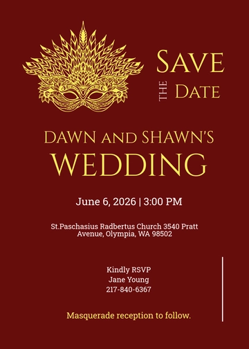 Free Masquerade Save the Date Invitation Template to Edit Online | Template.net