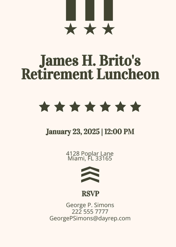 Free Military Retirement Invitation Template to Edit Online