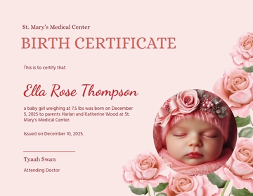 Baby Birth Certificate Template - Edit Online & Download