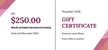 Free Nail Salon Gift Certificate Template to Edit Online