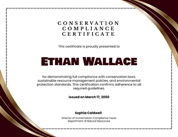 Free Conservation Compliance Certificate Template to Edit Online | Template.net
