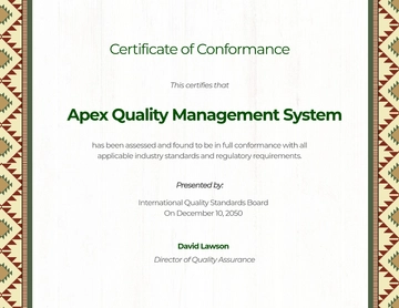 Free Quality System Conformance Certificate Template to Edit Online | Template.net