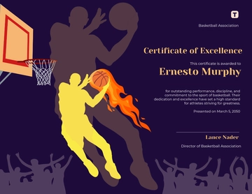 Free Excellence Certificate for Basketball Template to Edit Online