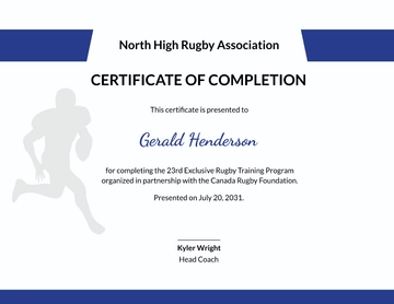 Free Rugby Training Certificate Template to Edit Online