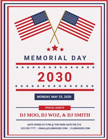 Free Editable Memorial Day Patriotic Flyer Template to Edit Online