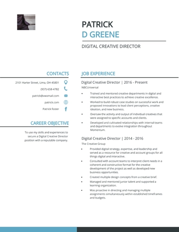 Free Digital Creative Director Resume Template to Edit Online