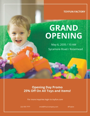 Free Kids Store Grand Opening Flyer Template to Edit Online