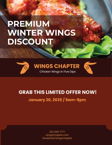 Free Wings Fast Food Flyer Template to Edit Online