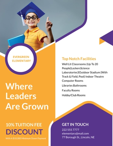 Free Evergreen Elementary Flyer Template to Edit Online