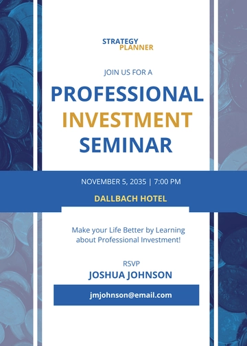 Free Professional Investment Seminar Invitation Template to Edit Online