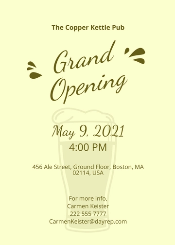 Free Pub Opening Invitation Template to Edit Online