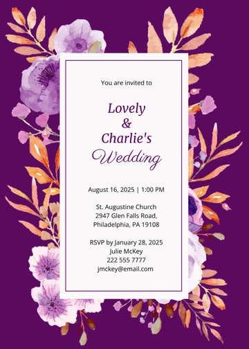 Free Elegant Purple Wedding Invitation Template to Edit Online