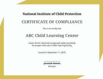 Free Child Care Safety Certificate Template to Edit Online