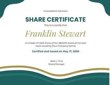 Free Printable Share Certificate Template to Edit Online