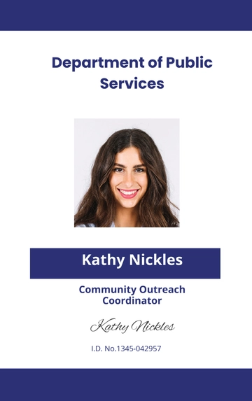 Free Government Employee ID Card Template to Edit Online