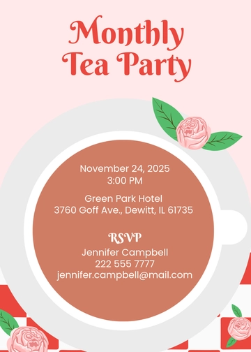 Free Elegant Tea Party Invitation Template to Edit Online