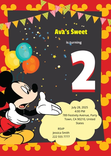 Free Great Mickey Mouse Birthday Invitation Template to Edit Online