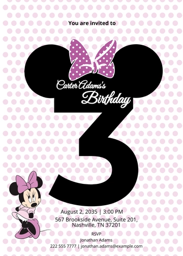 Free Joyous Minnie Mouse Invitation Template to Edit Online