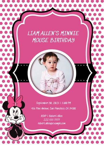 Free Memorable Minnie Mouse Birthday Invitation Template to Edit Online