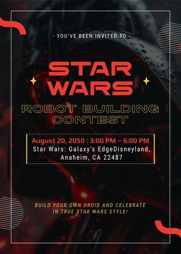 Free Robot Star Wars Birthday Party Invitation Template to Edit Online | Template.net