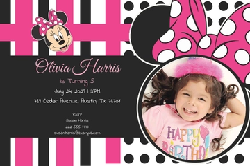 Free Sparkling Minnie Mouse Birthday Invitation Template to Edit Online