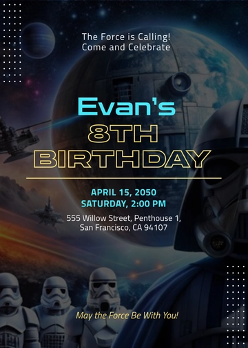Free Star Wars The Force Awakens Birthday Invitation Template to Edit Online | Template.net