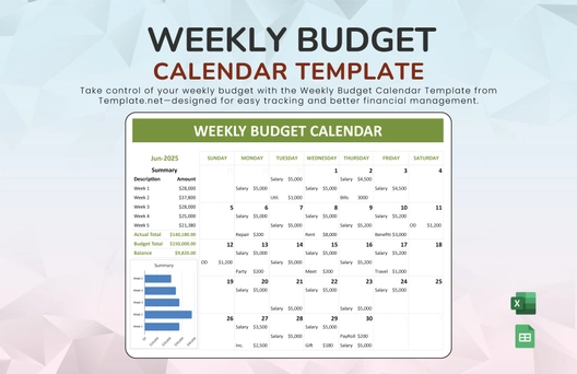 Weekly Budget Calendar Template