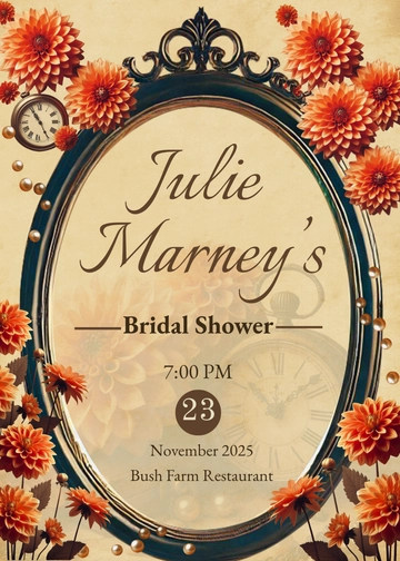 Free Vintage Bridal Shower Invitation Card Template to Edit Online