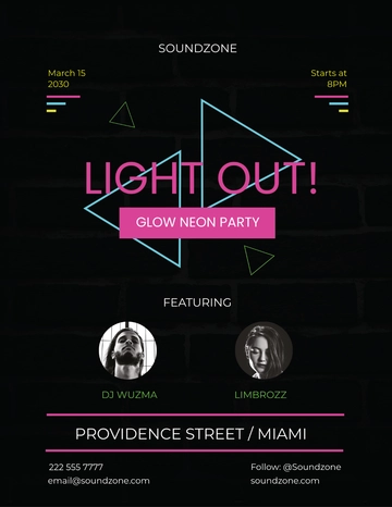 Free Glow Neon Party Flyer Template to Edit Online