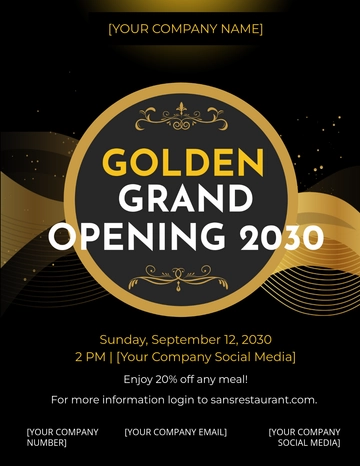 Free Golden Grand Opening Flyer Template to Edit Online
