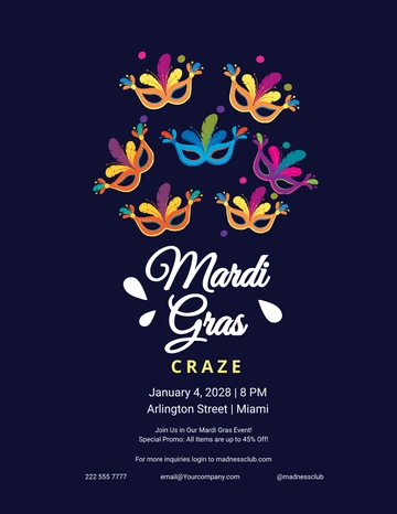 Free Mardi Gras Madness Flyer template to Edit Online