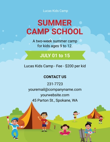 Free Summer Camp School Admission Flyer Template to Edit Online