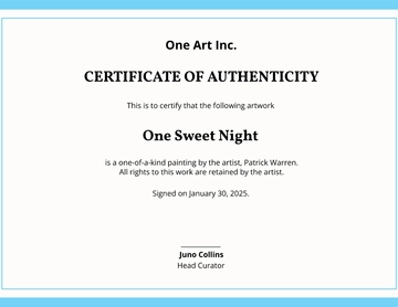 Free Artwork Authenticity Certificate Template to Edit Online