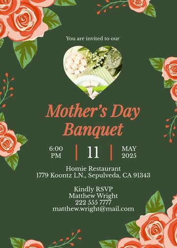 Free Mothers Day Banquet Invitation Template to Edit Online | Template.net