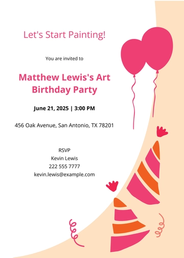 Free Paint Party Birthday invitation template to Edit Online