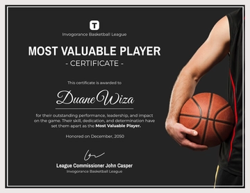 Free Basketball MVP Certificate Template to Edit Online | Template.net
