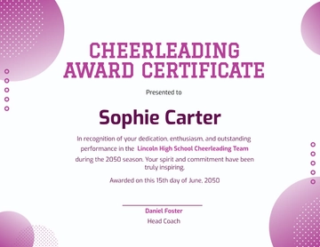 Free Cheerleading Award Certificate Template to Edit Online