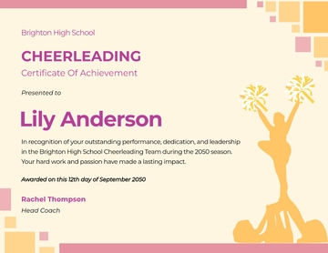 Free Cheerleading Certificate Of Achievement Template to Edit Online