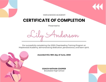 Free Cheerleading Certificate Of Completion Template to Edit Online | Template.net