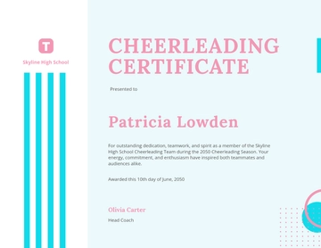Free Cheerleading Certificate Template to Edit Online | Template.net