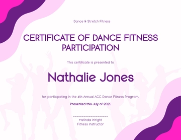Free Dance Fitness Certificate Template to Edit Online