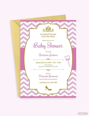 Chevron Princess Baby Shower Invitation Template