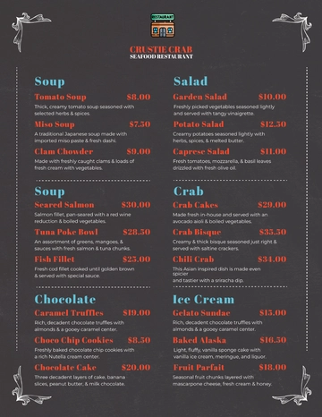 Free Chalk Board Seafood Menu Template to Edit Online