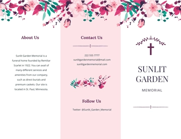 Free Floral Funeral Memorial Tri-Fold Brochure Template to Edit Online